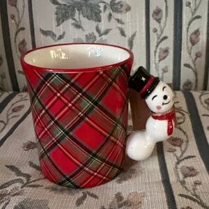 Mud Pie Red Plaid Snowman Mug